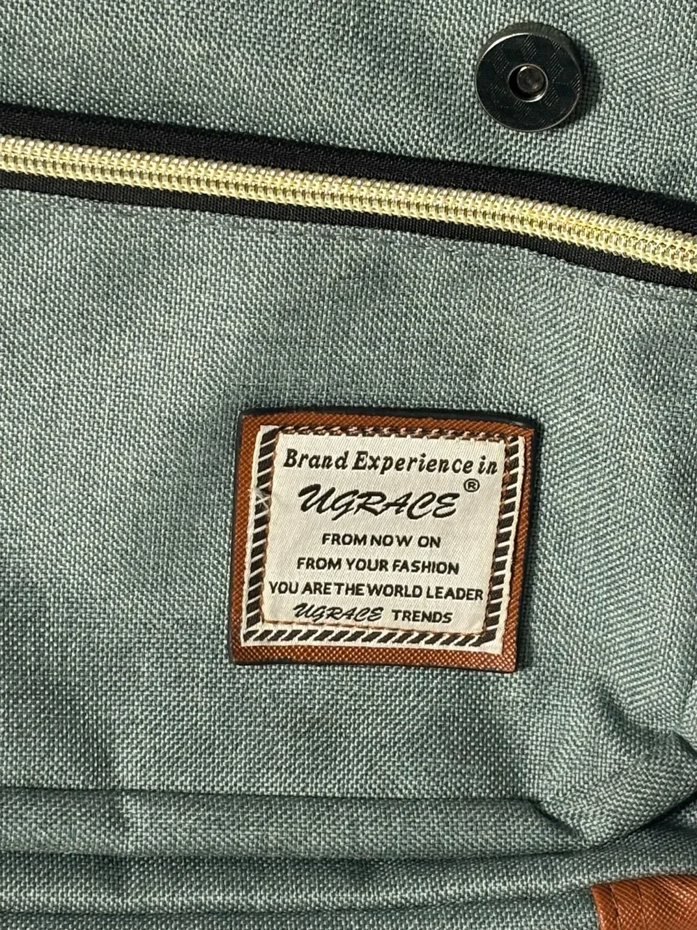 Casual Green Canvas Backpack with Brown Trim